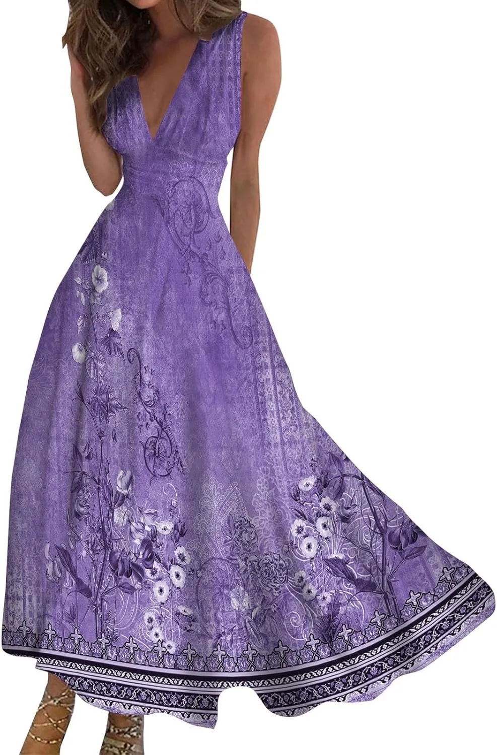 Dresses for Women 2025 Casual Long Dress Floral A Line Dress Fashion Beach Dress Hawaii Boho Floral Print Sundresses