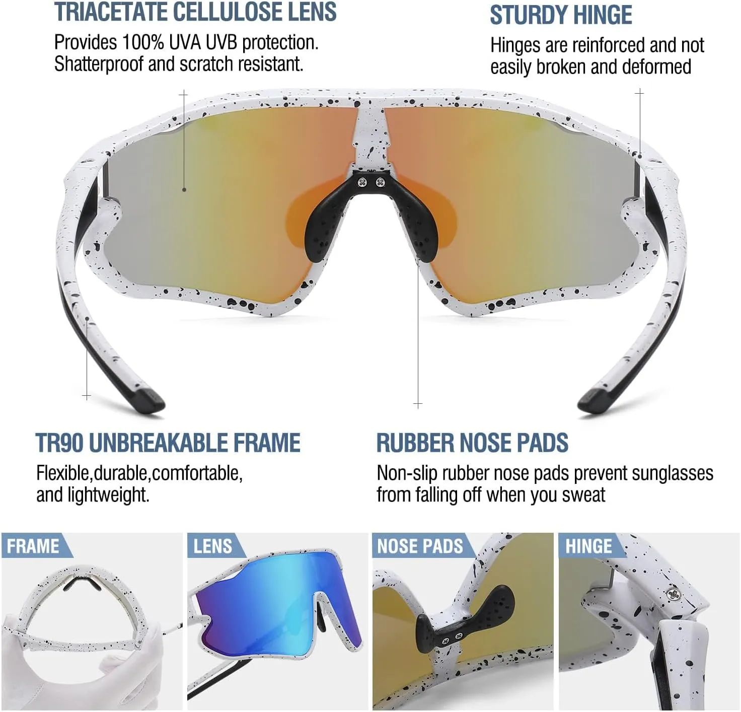 DUCO Kids Sunglasses Youth Baseball Sun Glasses Lightweight TR90 Frame UV400 Sports Cycling Shades for Boys Girls DK268