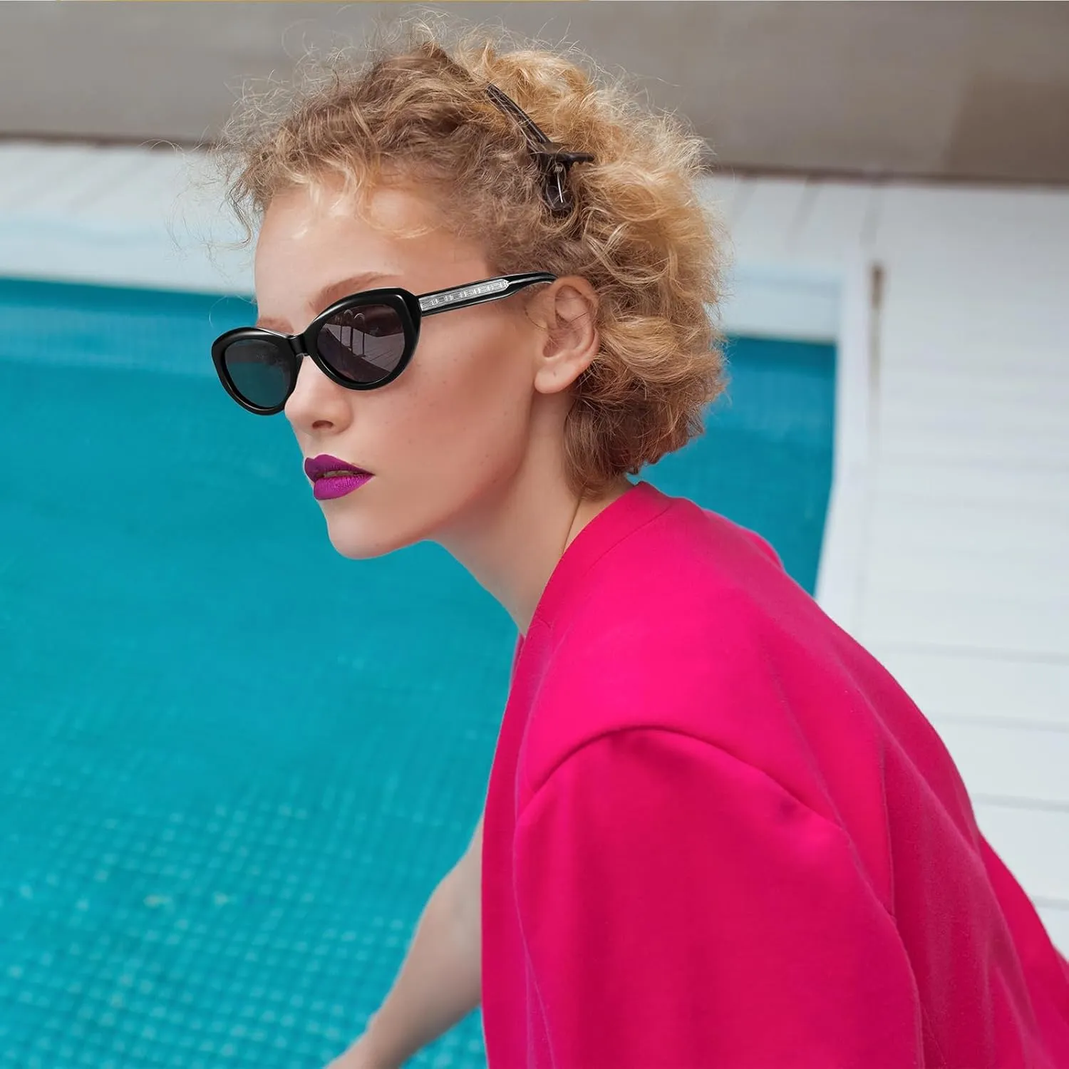 DUCO Vintage Cat Eye Sunglasses for Women Retro Oval Polarized Sun Glasses Fashion narrow 90s UV Protection Shades DC2362