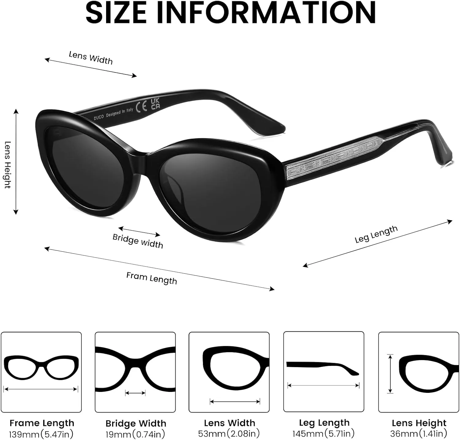 DUCO Vintage Cat Eye Sunglasses for Women Retro Oval Polarized Sun Glasses Fashion narrow 90s UV Protection Shades DC2362