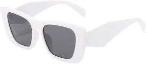 DUPER Cat Eye Sunglasses For Womens- Oversized Sunglasses Square Glassess, Mob Wife Vintage Retro Sunglasses For Womens, Trendy Sunglasses Men, Big Shades Silver Sunglasses White Glasses, Y2k Glasses