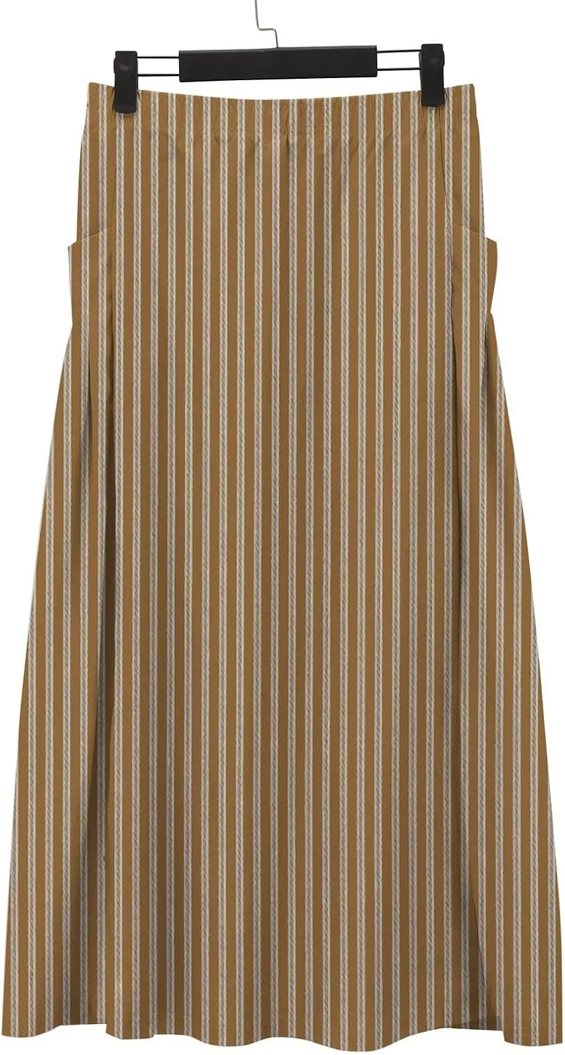 Elastic High Waist Flowy Maxi Skirts Women Boho Floral Summer Tiered Pleated A Line Long Skirt with Pockets Beach