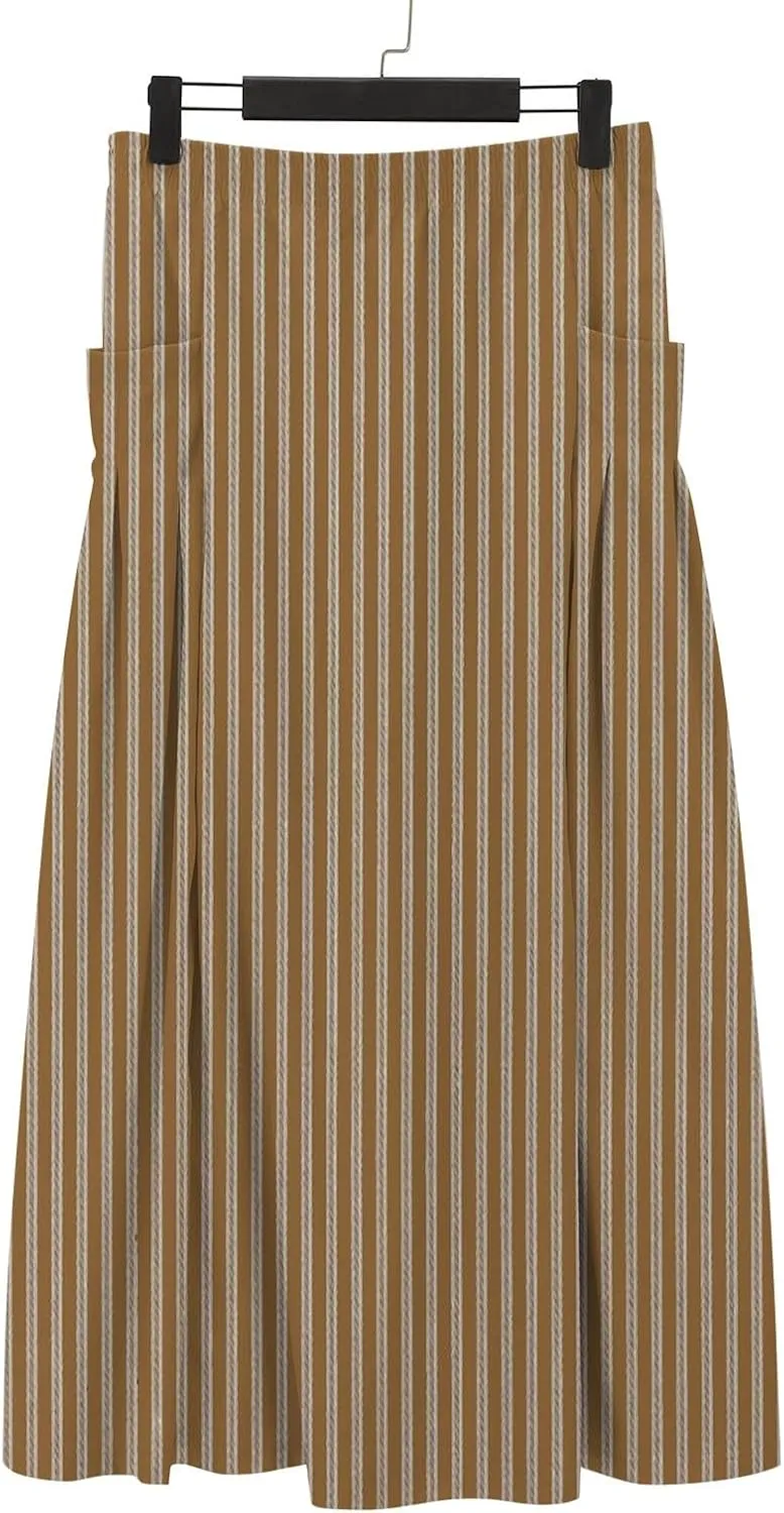 Elastic High Waist Flowy Maxi Skirts Women Boho Floral Summer Tiered Pleated A Line Long Skirt with Pockets Beach