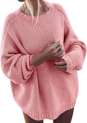 Fall Sweaters for Women Cable Knit Solid Color Crew Neck Long Sleeve Casual Soft Loose Fit Sweaters Tops