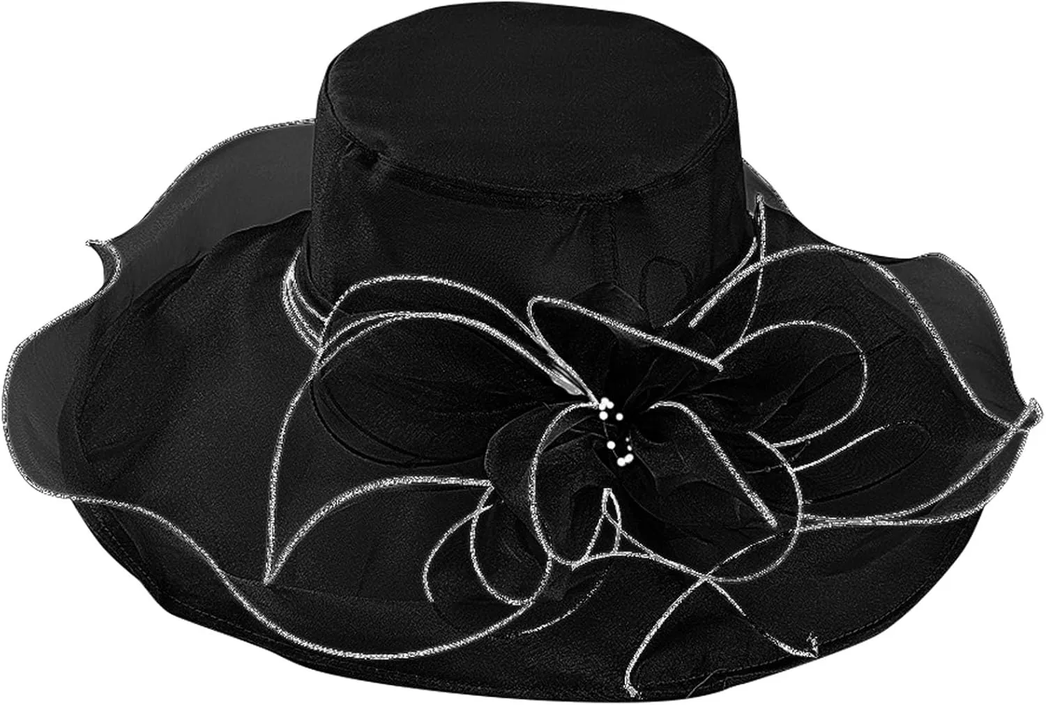 Fascinator Derby Hats for Women 2025 British Organza Church Wide Brim Bridal Tea Party Pearl Floral Bowler Hat Cap