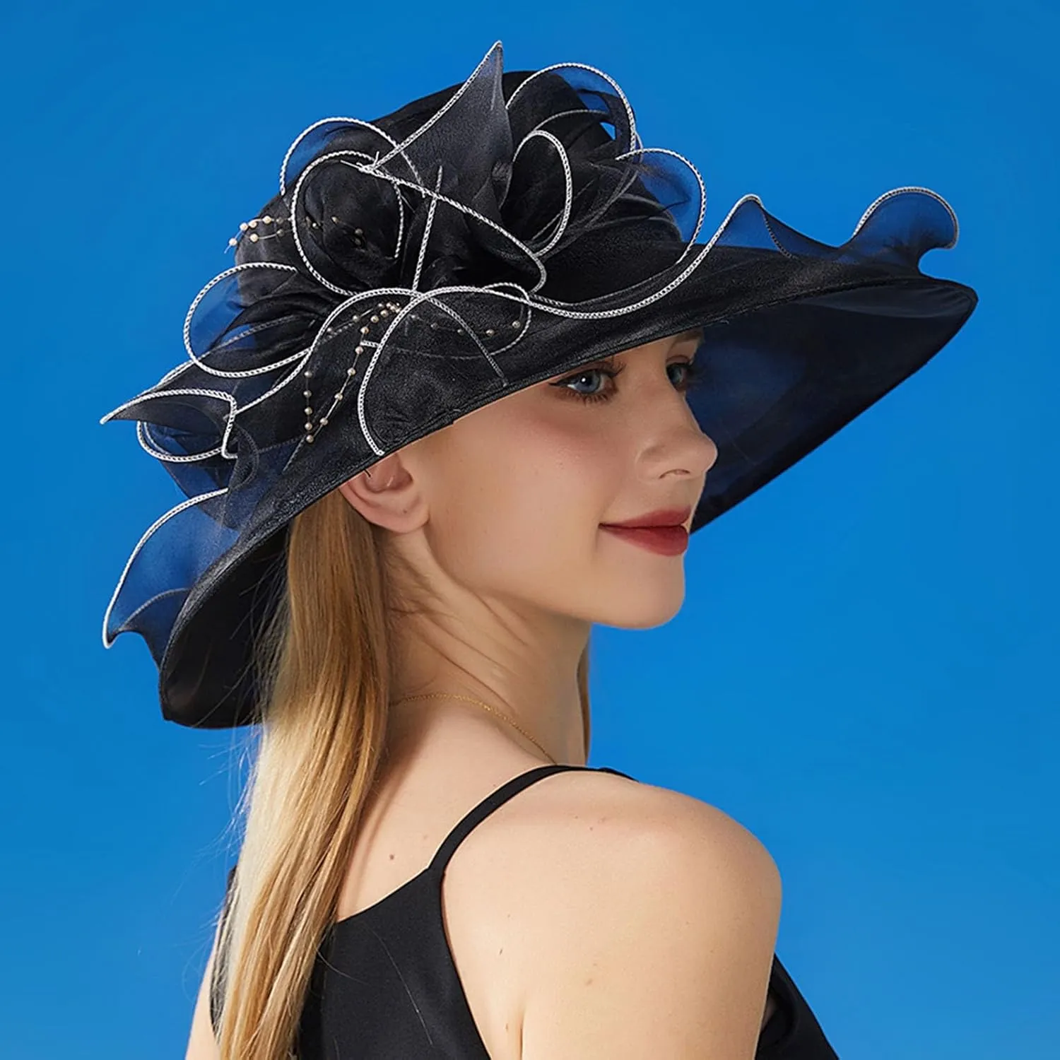 Fascinator Derby Hats for Women 2025 British Organza Church Wide Brim Bridal Tea Party Pearl Floral Bowler Hat Cap