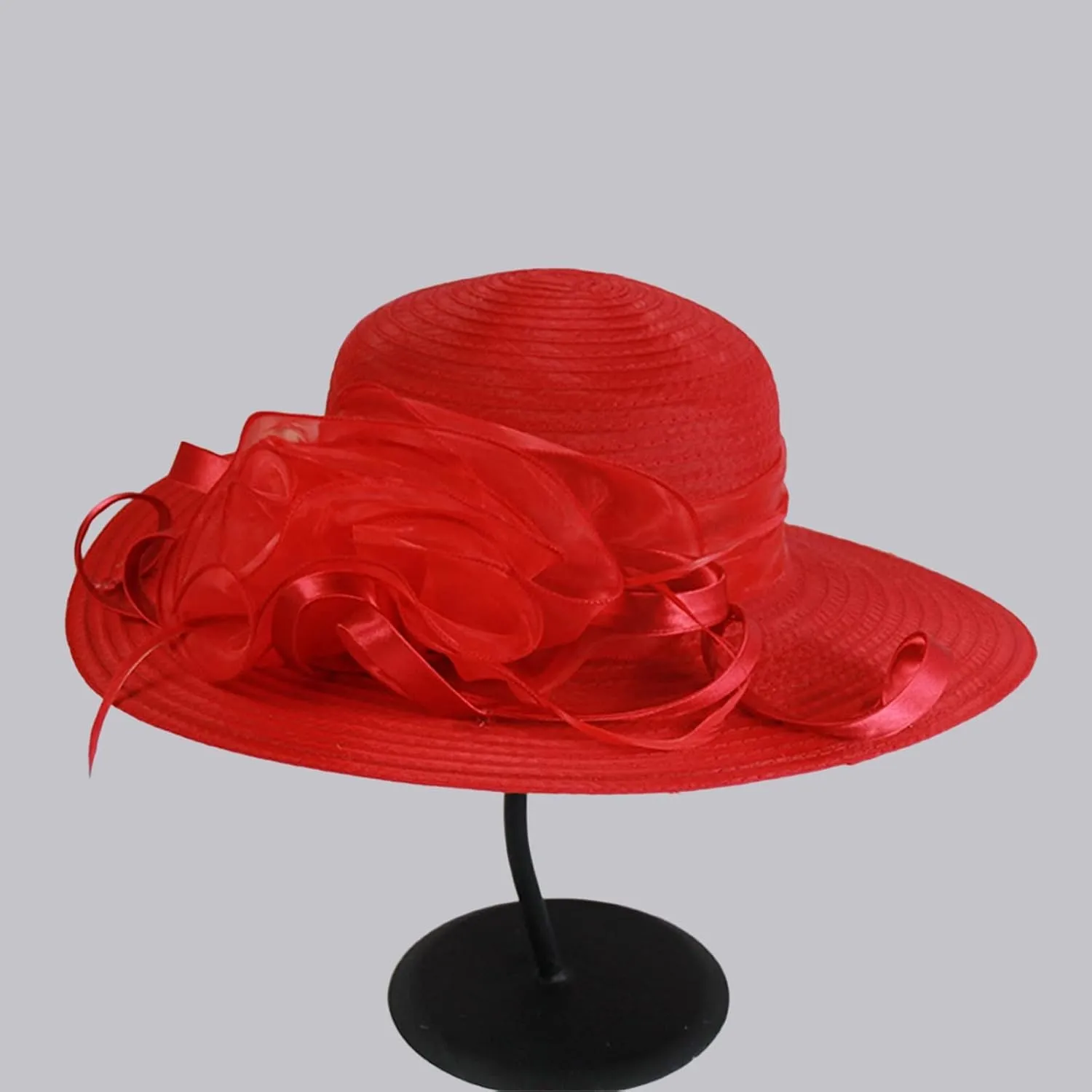 Fashion Classic Black Fedora Flat Hat, Wide Brim Jazz Hats Church Cap for Women Church Hats for Women