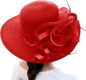 Fashion Classic Black Fedora Flat Hat, Wide Brim Jazz Hats Church Cap for Women Church Hats for Women