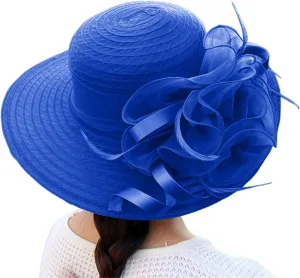 Fashion Classic Black Fedora Flat Hat, Wide Brim Jazz Hats Church Cap for Women Church Hats for Women