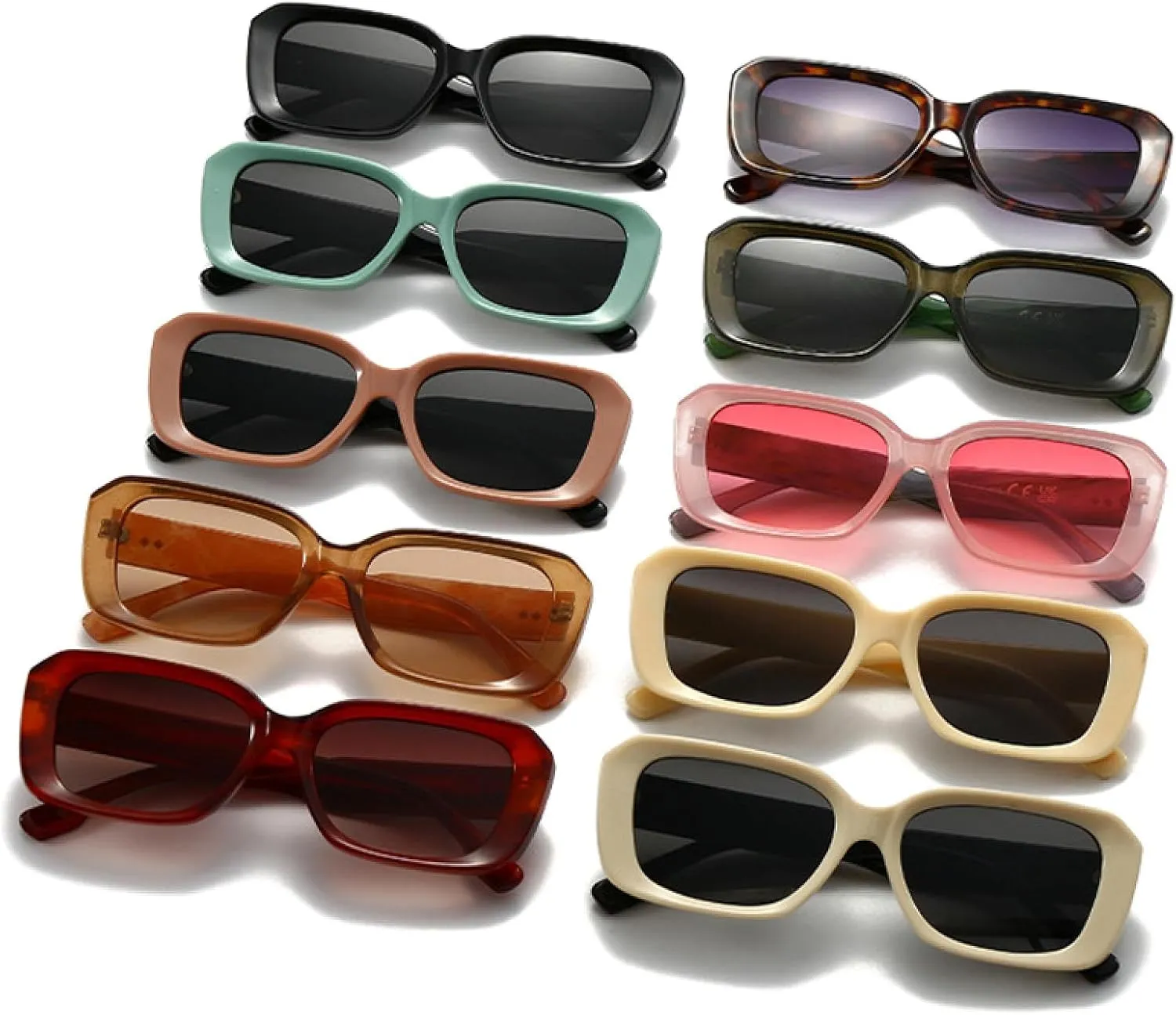 Fashion Polygon Women Sunglasses Retro Candy Color Clear Gradient Uv400 Men Rivets