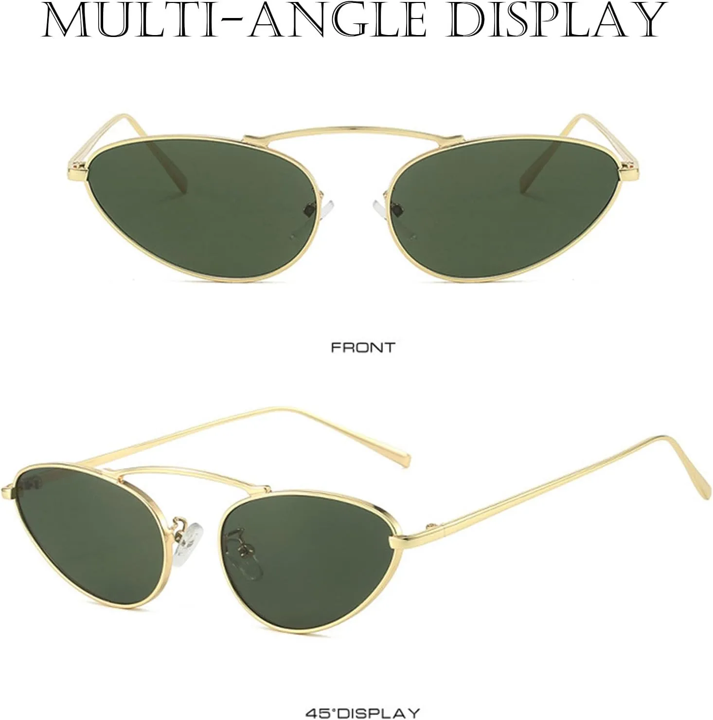 Fashion Retro Narrow Cat Eye Sunglasses for Women Trendy Fun Small Metal Frame Sunnies UV400 Protection Glasses