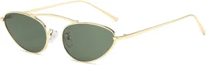 Fashion Retro Narrow Cat Eye Sunglasses for Women Trendy Fun Small Metal Frame Sunnies UV400 Protection Glasses