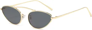 Fashion Retro Narrow Cat Eye Sunglasses for Women Trendy Fun Small Metal Frame Sunnies UV400 Protection Glasses