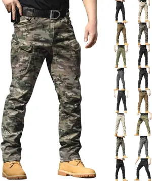 Flexcamo -Tactical Waterproof Pants Casual Cargo Pants Relaxed Fit Work Camo Tactical Pant for Men Multi Pockets