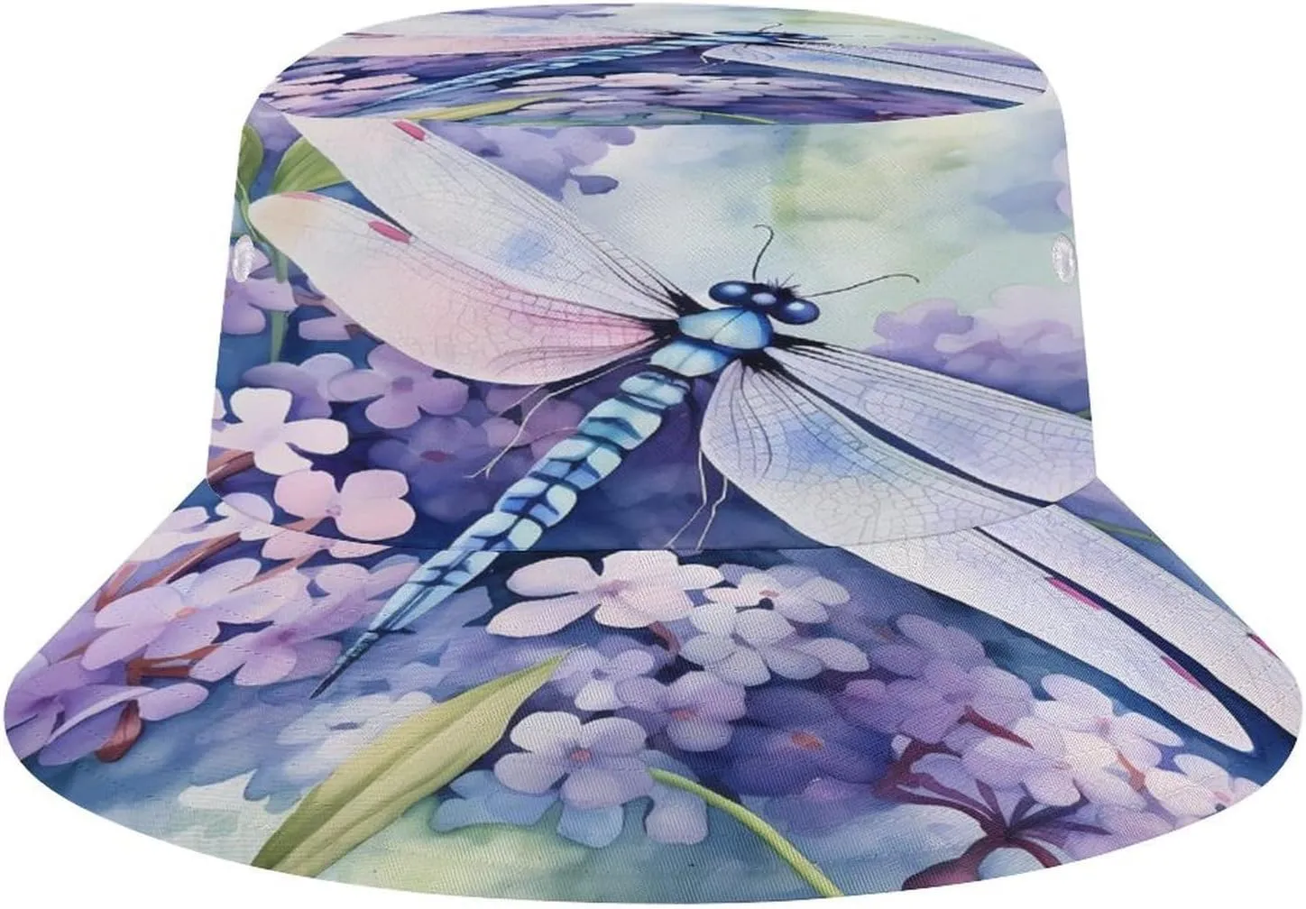 Floral Dragonfly Sun Hats Bucket Hat Wide Brim Fishing Hat Summer Hat for Fishing, Hiking, Camping