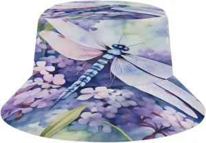 Floral Dragonfly Sun Hats Bucket Hat Wide Brim Fishing Hat Summer Hat for Fishing, Hiking, Camping