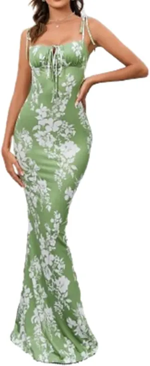 Floral Midi Corset Dress, Women Floral Corset Dress,Women's Summer Floral Bodycon Maxi Dress