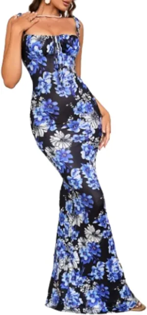Floral Midi Corset Dress, Women Floral Corset Dress,Women's Summer Floral Bodycon Maxi Dress