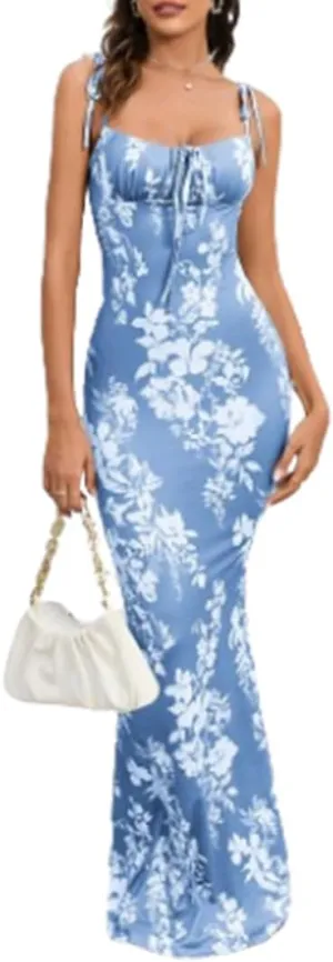 Floral Midi Corset Dress, Women Floral Corset Dress,Women's Summer Floral Bodycon Maxi Dress