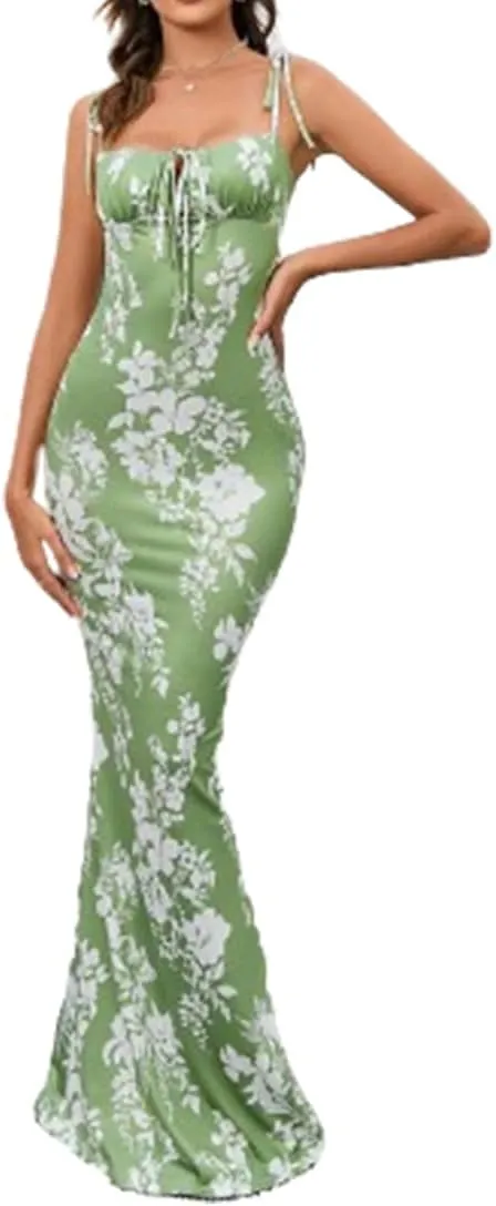 Floral Midi Corset Dress, Women Floral Corset Dress,Women's Summer Floral Bodycon Maxi Dress