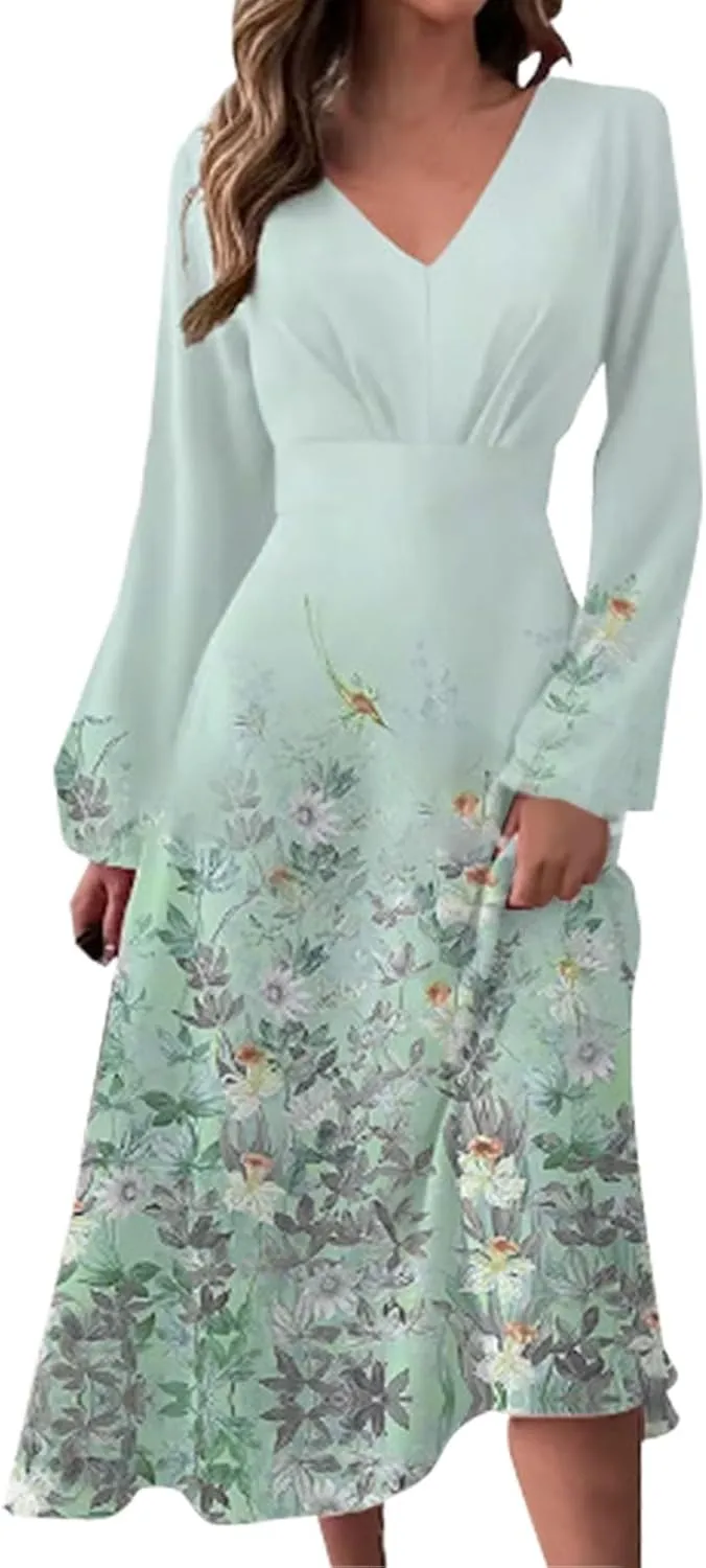 Floral Pink Dress Sleeve Loose Plain Maxi Dresses Casual Long Dresses with Pockets Long Floral Sun