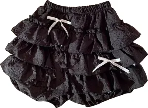 Floral Skirt for Women Lolita Y2K Ruffle Hem Bow Knot High Elastic Waist Loose Casual Mini Skirts for Summer Vacation
