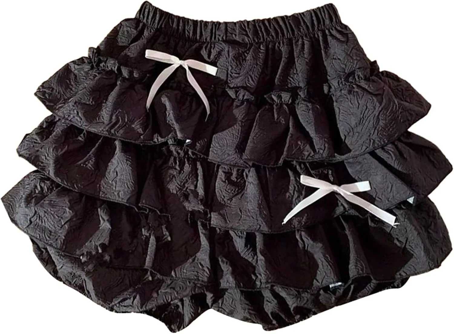 Floral Skirt for Women Lolita Y2K Ruffle Hem Bow Knot High Elastic Waist Loose Casual Mini Skirts for Summer Vacation