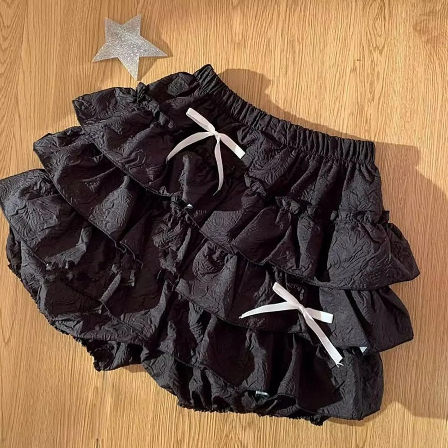 Floral Skirt for Women Lolita Y2K Ruffle Hem Bow Knot High Elastic Waist Loose Casual Mini Skirts for Summer Vacation
