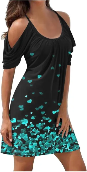 Floral Summer Dress 2024 Sexy Plus Size Open Shoulder Spaghetti Strap Beach Mini Dresses Floral Print Short Dresses