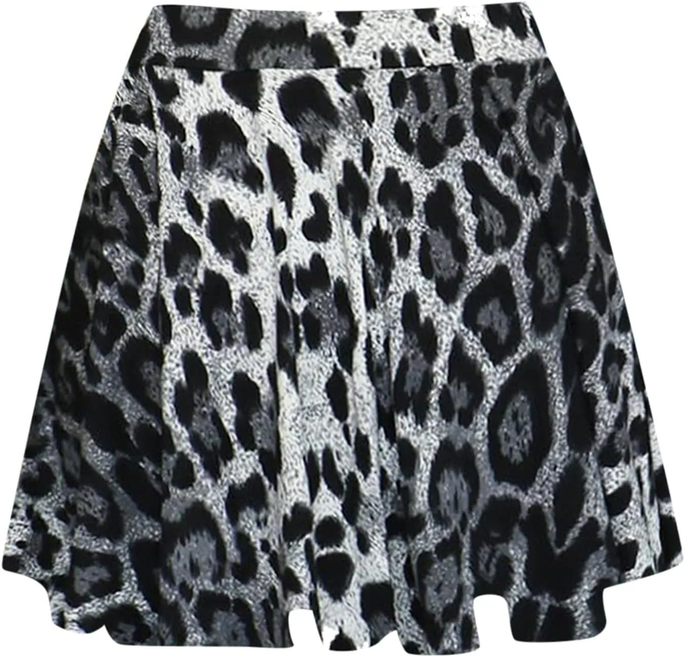 Flowy Skirt for Women Short Trendy Leopard Print Ruffle Hem Mid Waist Elastic Ladies Trendy Mini Skirts Summer Outfits