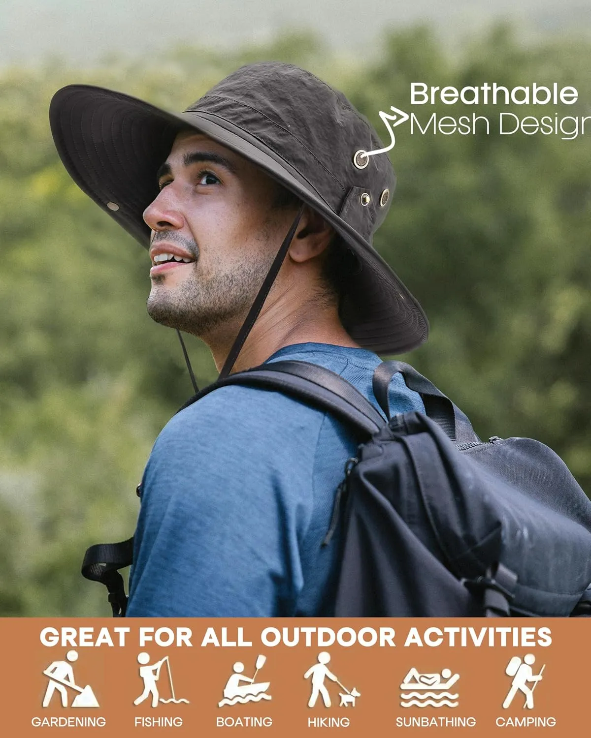 FURTALK Sun Hats for Men Fishing Hat UPF 80  Foldable Wide Brim Outdoor Hiking Beach Summer Hats