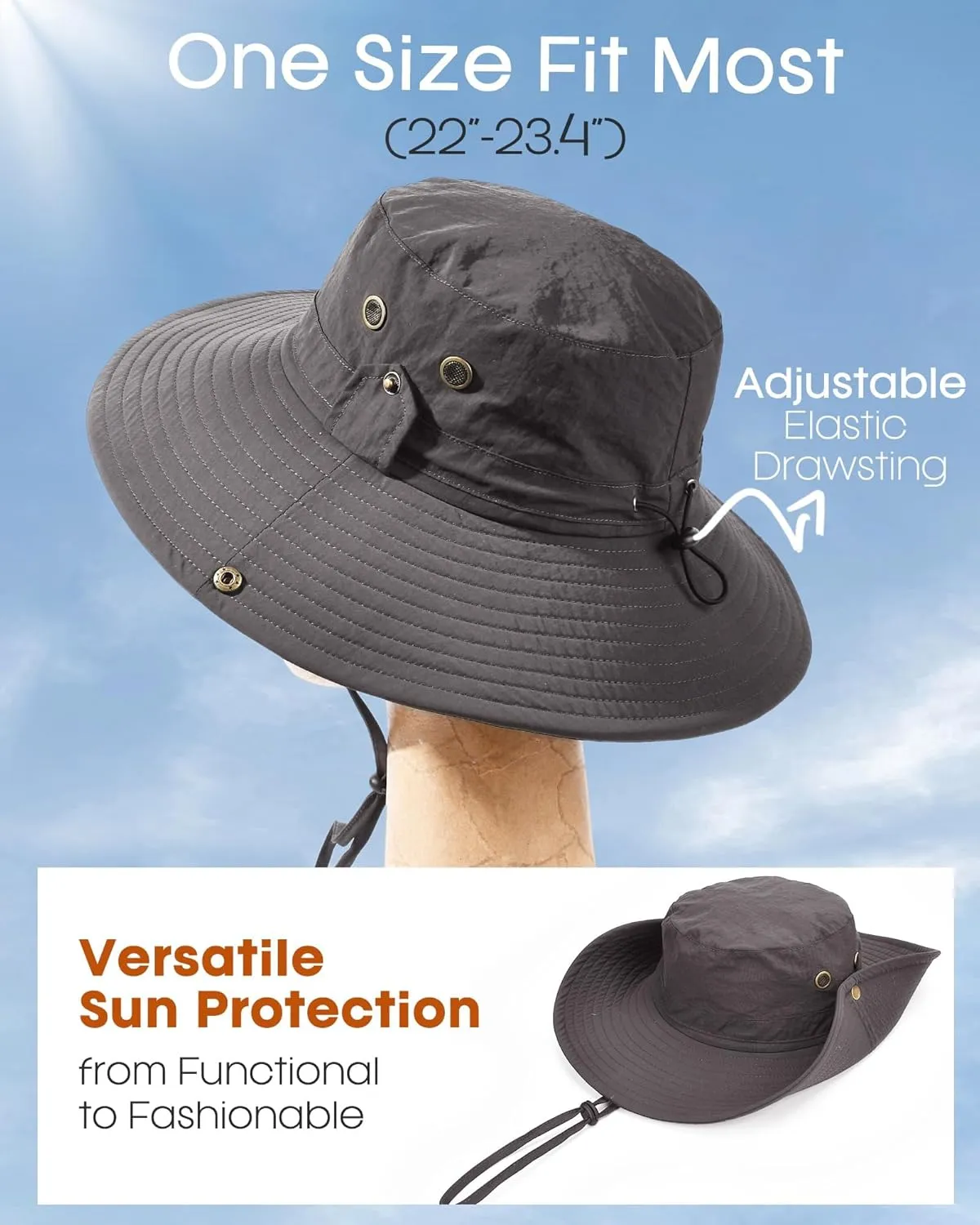 FURTALK Sun Hats for Men Fishing Hat UPF 80  Foldable Wide Brim Outdoor Hiking Beach Summer Hats