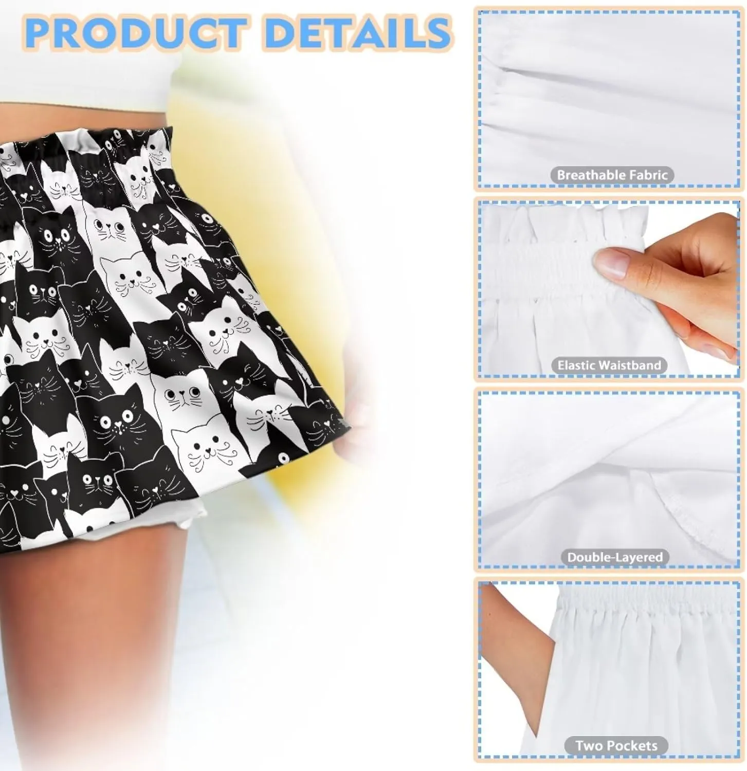 Girls Athletic Shorts Size 1-16 Kids High Waist Butterfly Shorts for Girls Flowy Shorts Summer Butterfly Shorts
