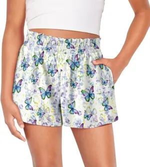 Girls Athletic Shorts Size 1-16 Kids High Waist Butterfly Shorts for Girls Flowy Shorts Summer Butterfly Shorts