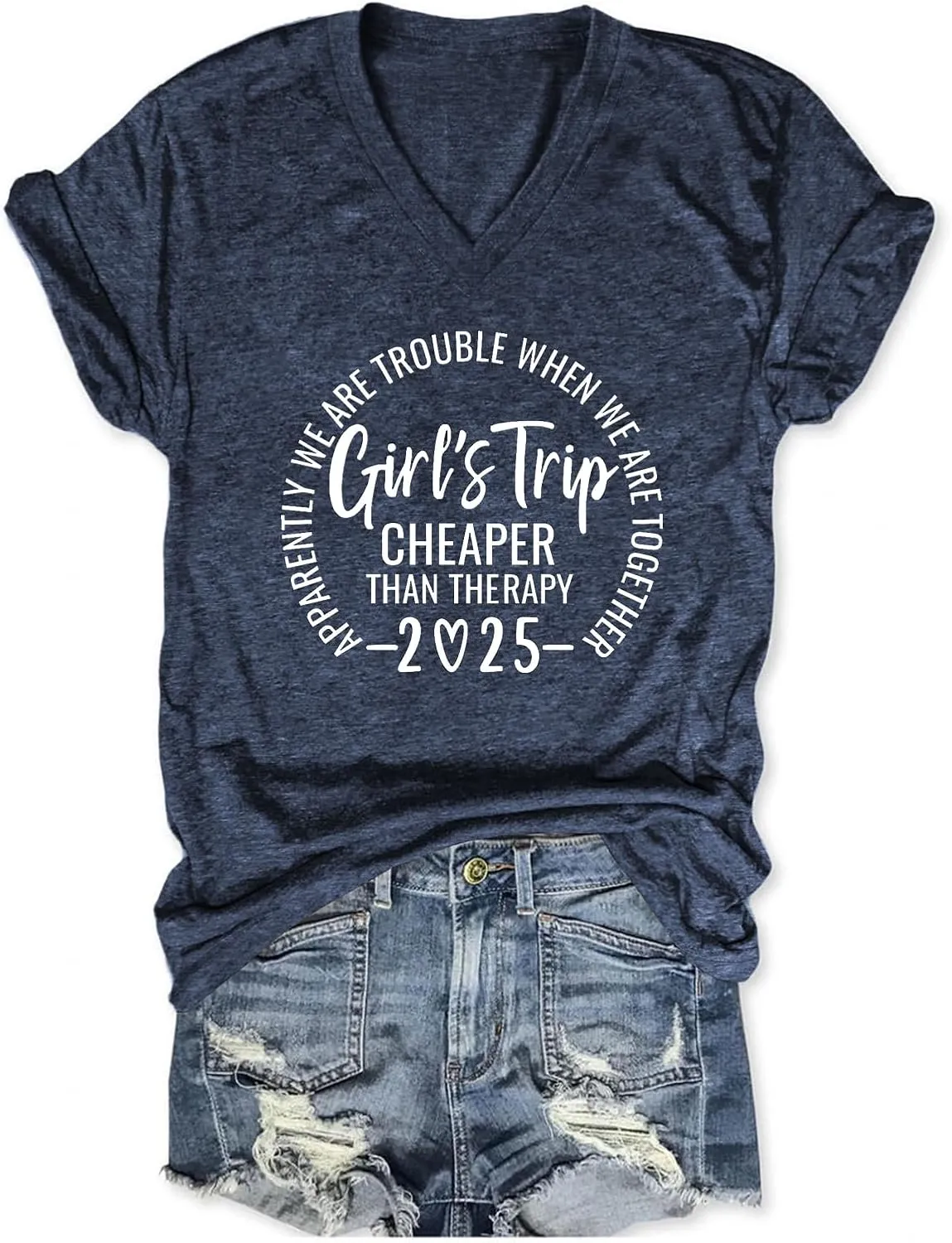 Girls Trip T Shirts for Women 2025 Funny Travel V Neck Tshirt Short Sleeve Tees Tops Soft Cotton T-Shirts
