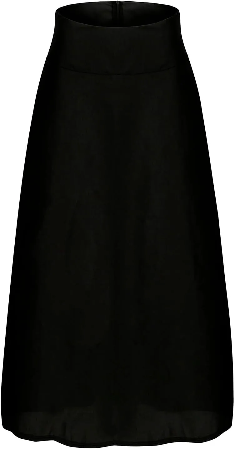 High Waisted Maxi Skirts for Women Solid Pleated Skirt A Line Ankle Length Bow Tie Flowy Long Skirt with Pockets