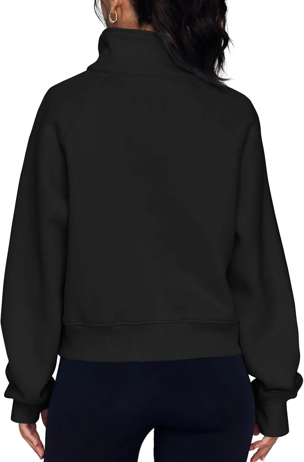 Hoodie For Women Half Zip Cropped Pullover Casual Quarter Zipper Hoodies Solid Color Loose Pullover Sweatshirts