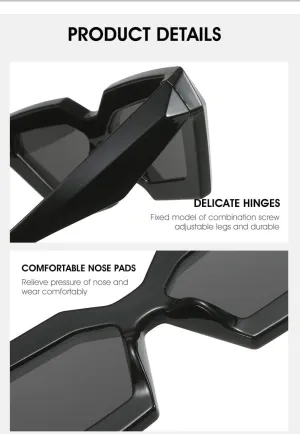 ICARA Vintage Thick cat eye Frame Sunglasses for Women Men Chic Fashion Chunky Rectangle Sun Glasses Black Shades