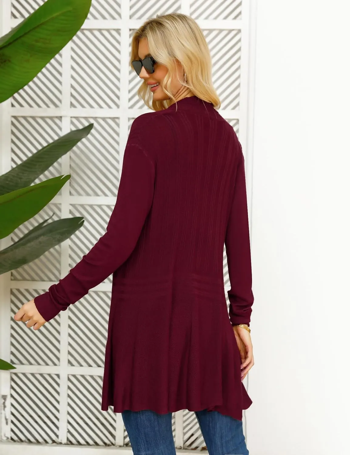 iClosam Women Open Front Cardigans Long Sleeve Lightweight Knit Cardigan Sweater