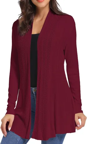 iClosam Women Open Front Cardigans Long Sleeve Lightweight Knit Cardigan Sweater