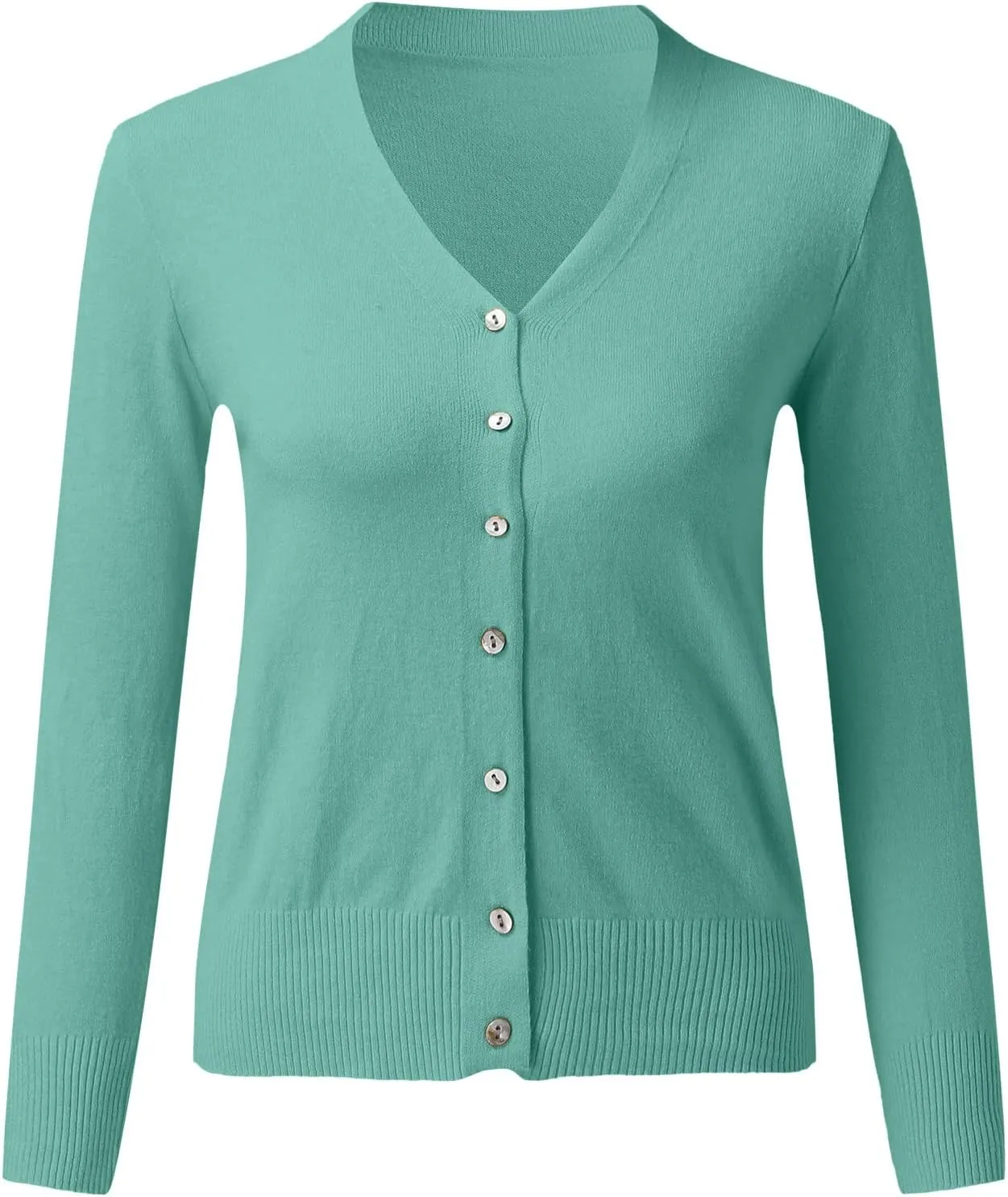 iLH Cardigan Sweaters for Women Open Front Lightweight Sweater Button Down V-Neck Knit Outer Casual Plus Size Fall Tops