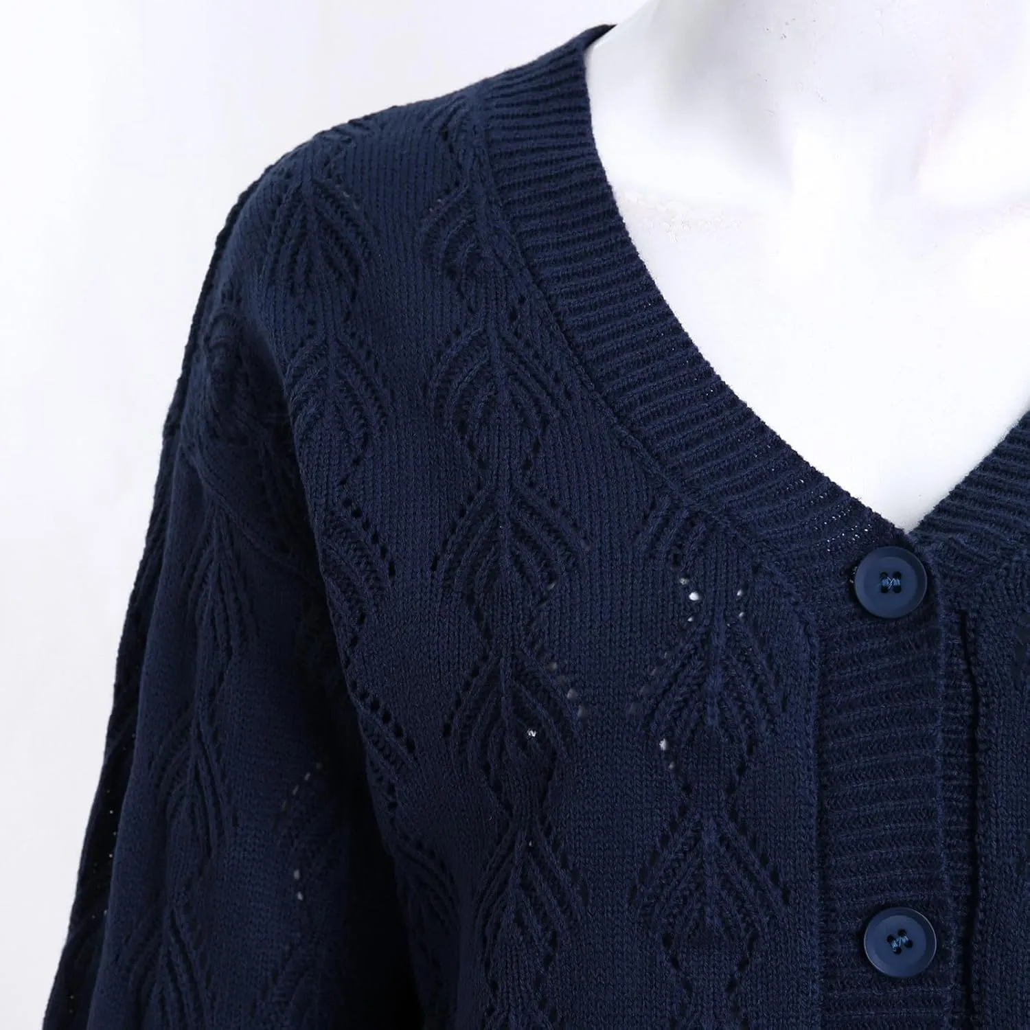 iLH Womens Cardigan 2024 Fall Lightweight Open Front Sweater V Neck Button Down Knit Outerwear Loose Crochet Jacket