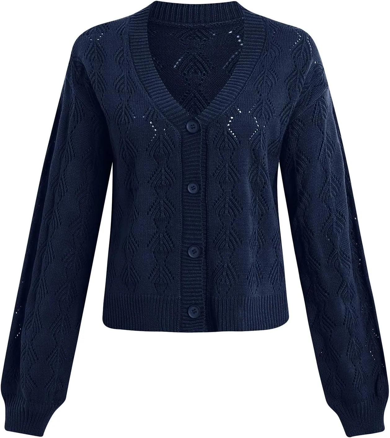 iLH Womens Cardigan 2024 Fall Lightweight Open Front Sweater V Neck Button Down Knit Outerwear Loose Crochet Jacket