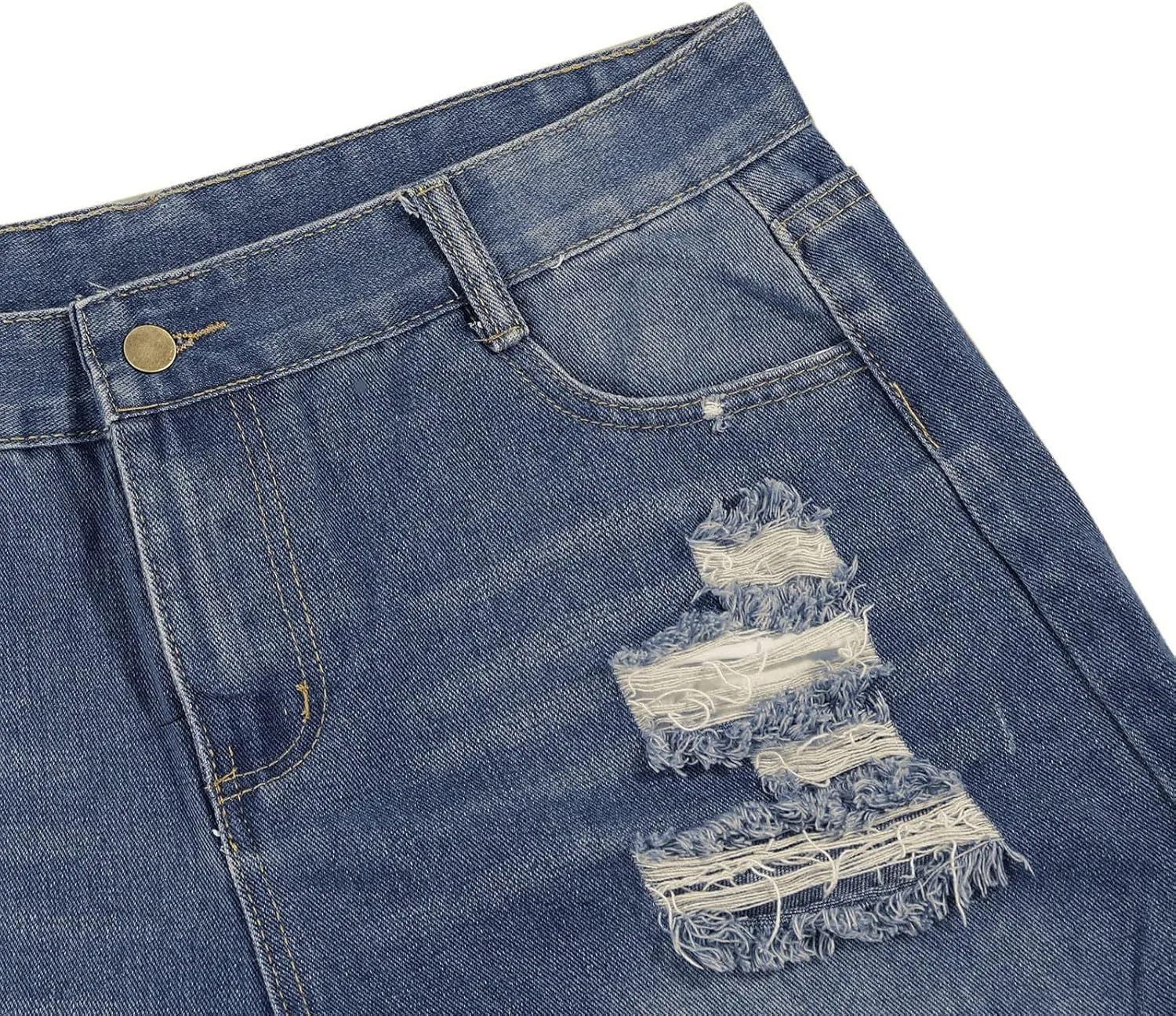 Jean Shorts for Women Sexy Ripped Mid Rise Summer Hot Raw Hem Denim Shorts with Pockets Fashion Street Casual Shorts