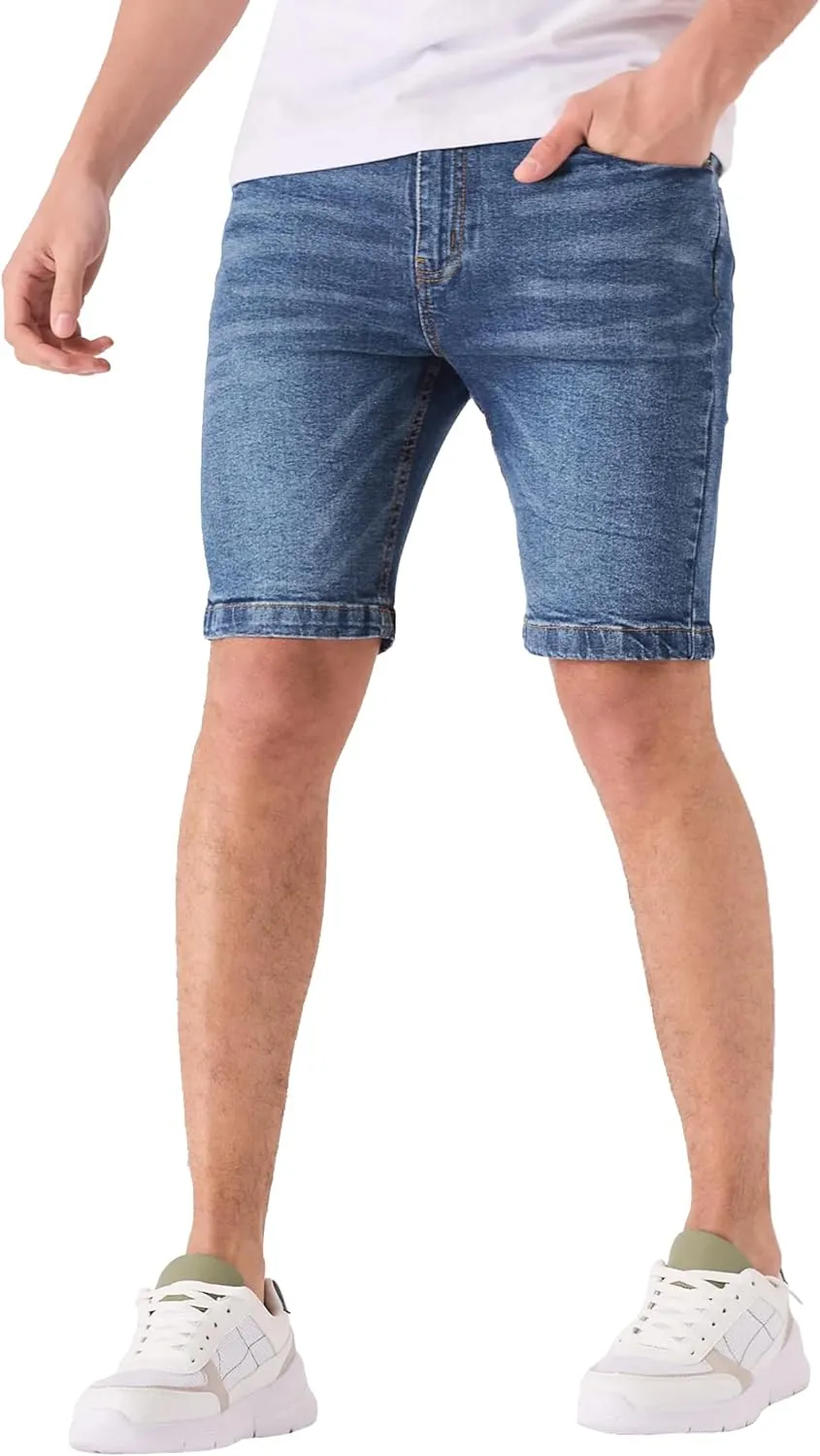 Jean Shorts Men - Stretch Relaxed Fit Mens Denim Shorts - Casual Five Pockets Mens Jean Shorts for Summer Outdoor