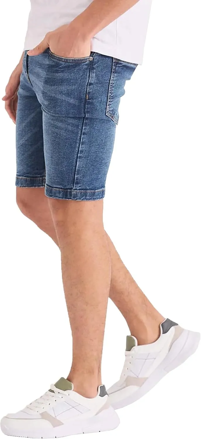 Jean Shorts Men - Stretch Relaxed Fit Mens Denim Shorts - Casual Five Pockets Mens Jean Shorts for Summer Outdoor