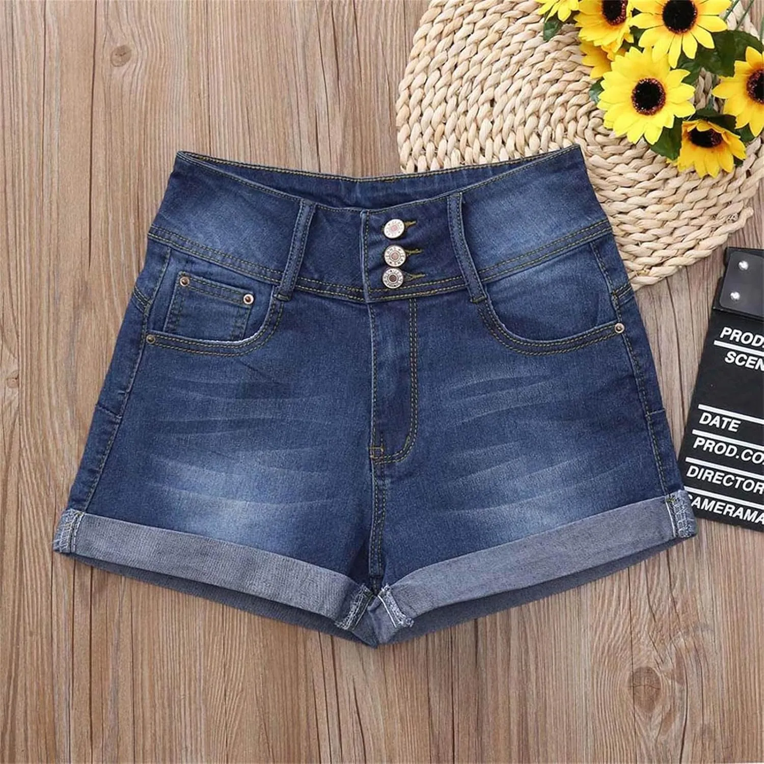 Jean Shorts Womens High Waisted Denim Shorts Summer Ripped Shorts Casual Hot Short Pants with Pockets
