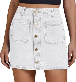 Jean Skirts for Women Denim High Waisted Trendy Stretchy Mini Button Front Short Pencil Skirt with Pockets 2025
