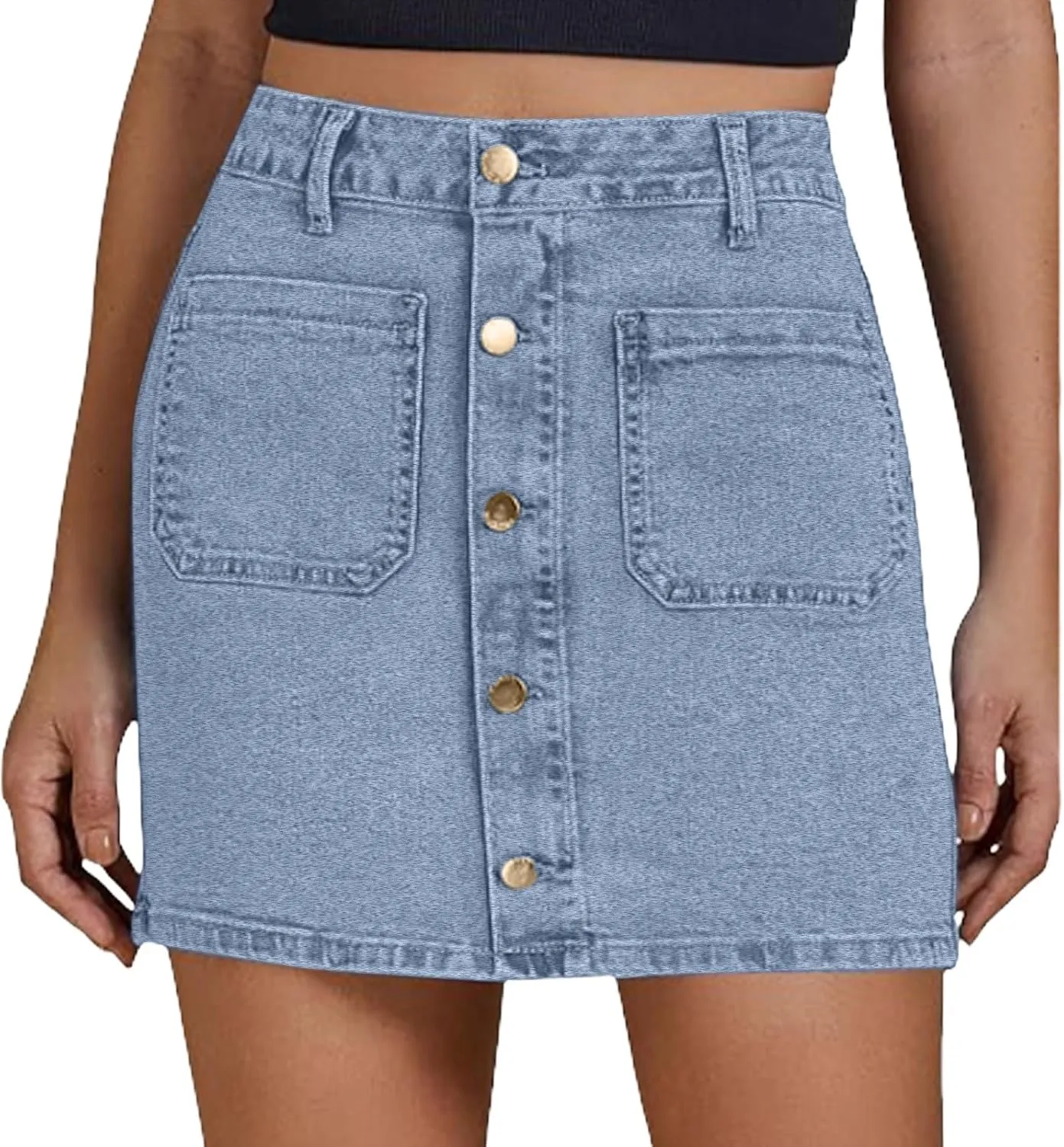 Jean Skirts for Women Denim High Waisted Trendy Stretchy Mini Button Front Short Pencil Skirt with Pockets 2025