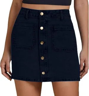 Jean Skirts for Women Denim High Waisted Trendy Stretchy Mini Button Front Short Pencil Skirt with Pockets 2025